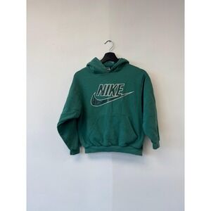 Vintage Nike Hoodie Youth Medium 10/12 Green Pullover‎ Swoosh Logo Made USA 90s